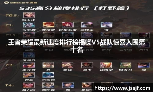 王者荣耀最新速度排行榜揭晓V5战队惊喜入围第十名