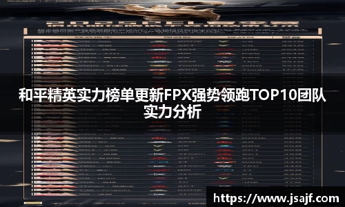 和平精英实力榜单更新FPX强势领跑TOP10团队实力分析